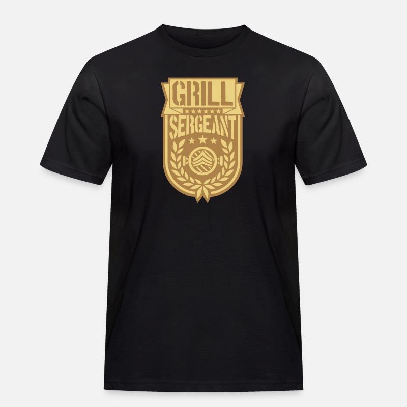 Grill Sergeant cool Lorbeerkranz - Männer Workwear T-Shirt - Schwarz