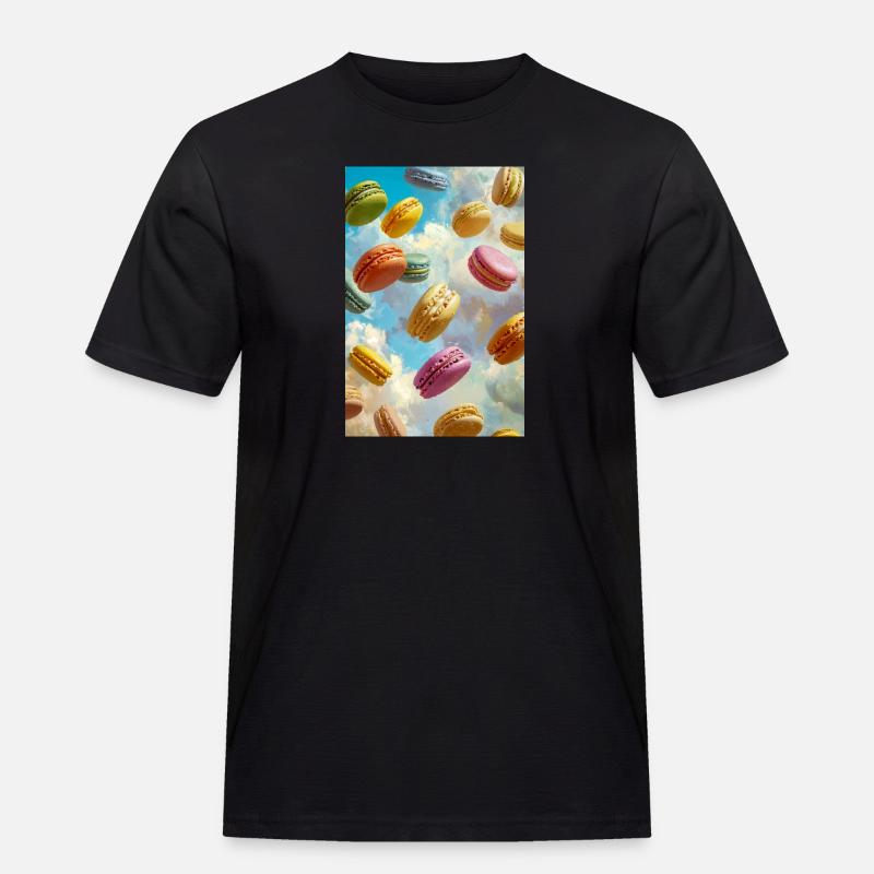 Bunte Macarons am Himmel - Männer Workwear T-Shirt - Schwarz