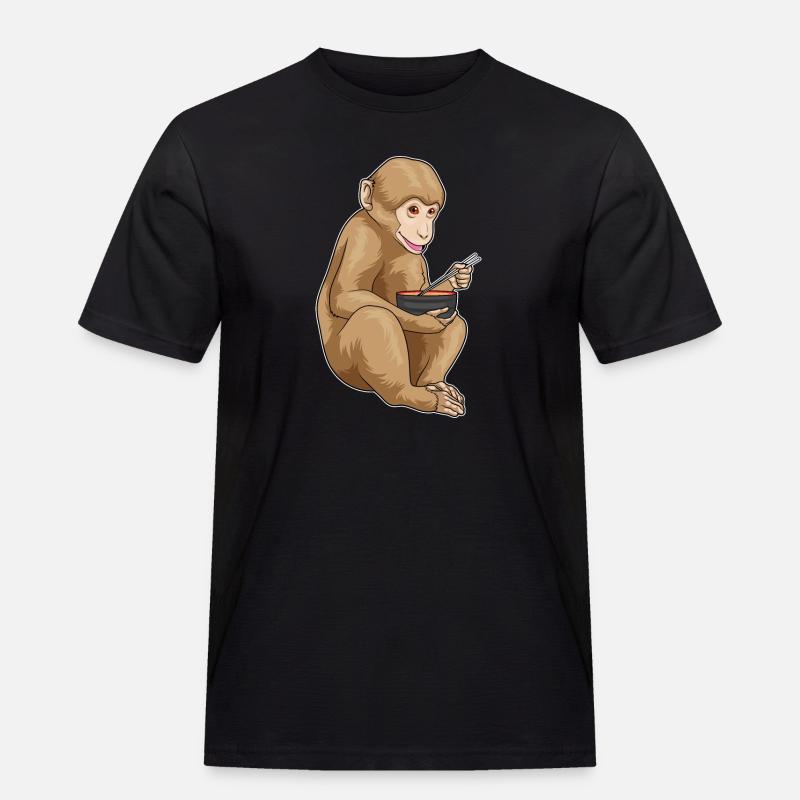 Affe Ramen Schüssel - Männer Workwear T-Shirt - Schwarz