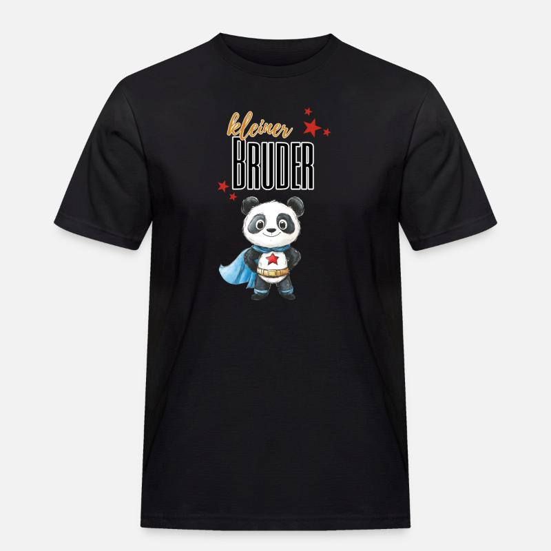 Kleiner Bruder Panda Superheld - Männer Workwear T-Shirt - Schwarz