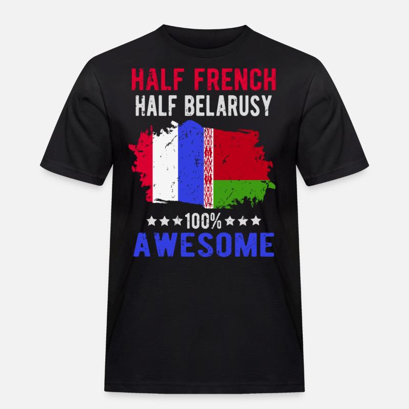 Halb Franzose Halb Belarusse - Männer Workwear T-Shirt - Schwarz