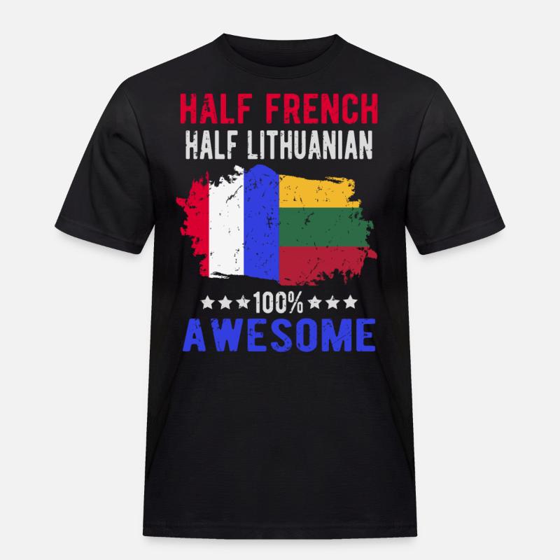 Halb Franzose Halb Litauer - Männer Workwear T-Shirt - Schwarz