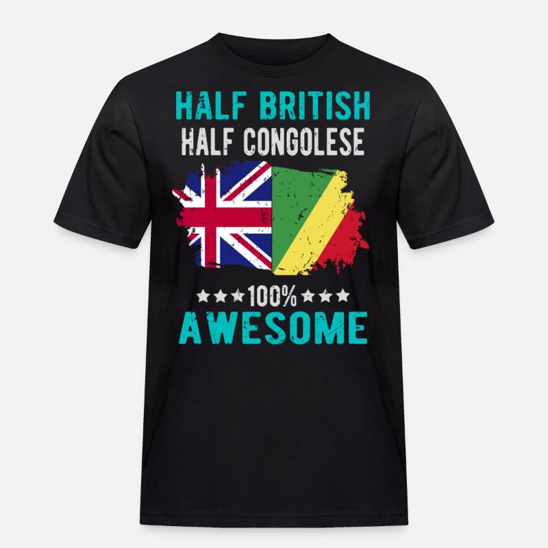 Halb Brite Halb Kongolese - Männer Workwear T-Shirt - Schwarz