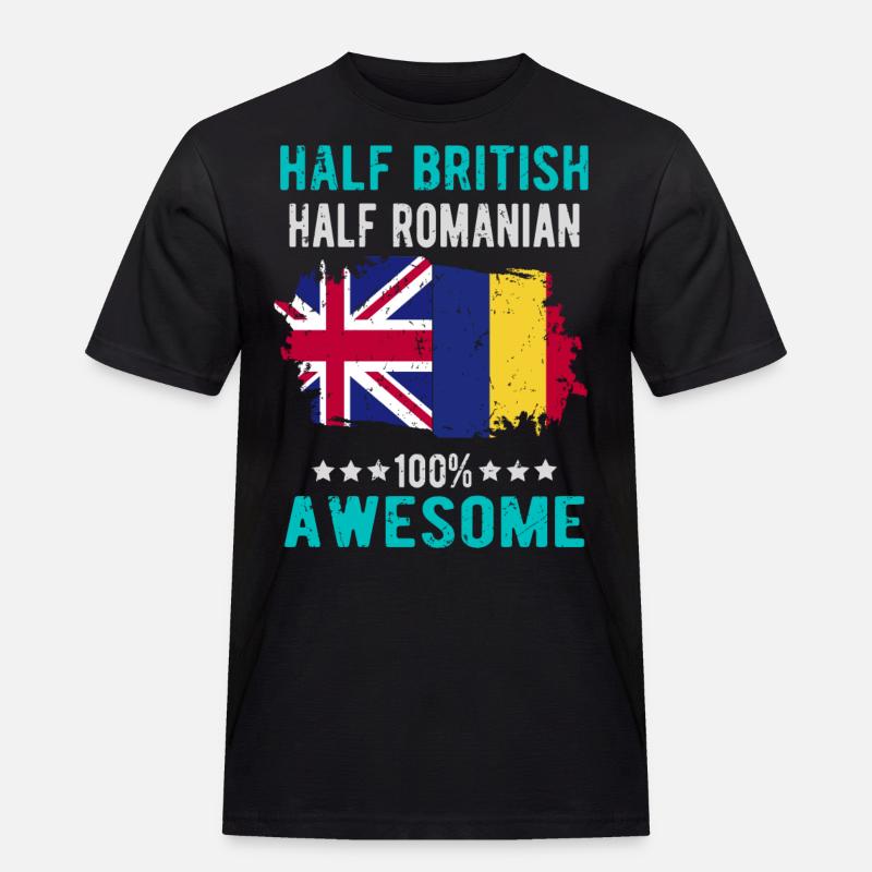 Halb Brite Halb Rumäne - Männer Workwear T-Shirt - Schwarz