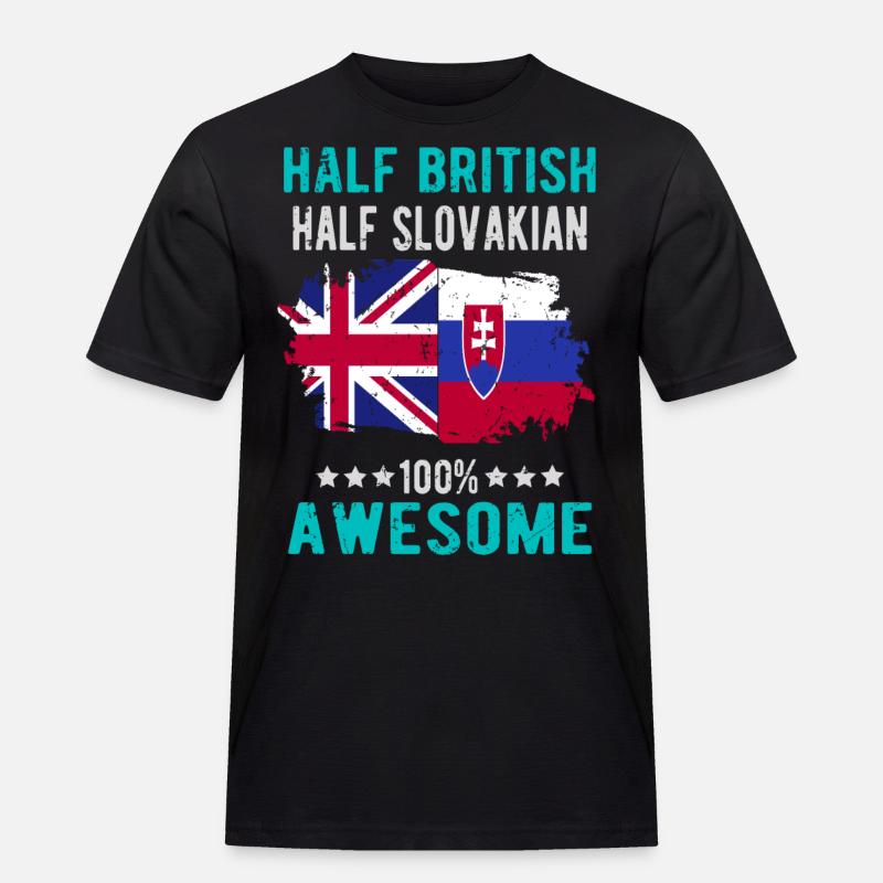 Halb Brite Halb Slowake - Männer Workwear T-Shirt - Schwarz