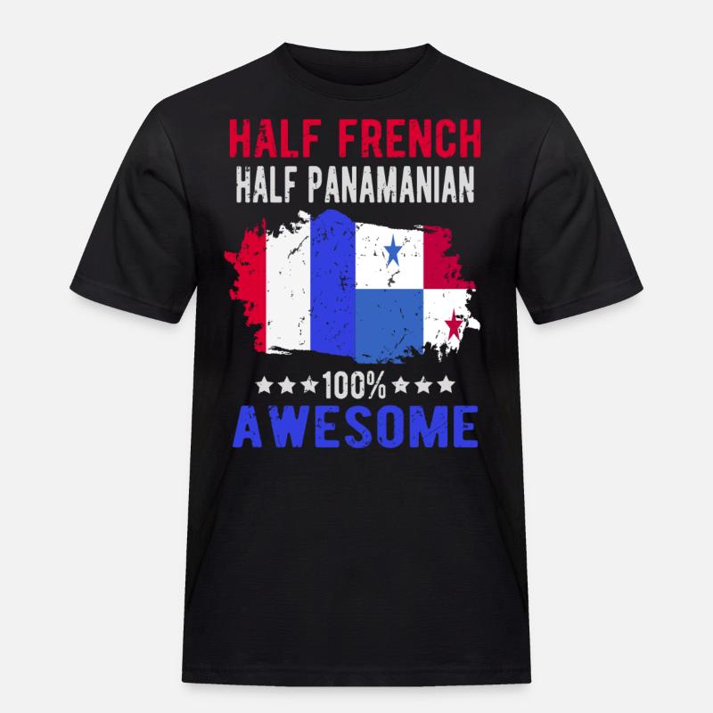Halb Franzose Halb Panamese - Männer Workwear T-Shirt - Schwarz