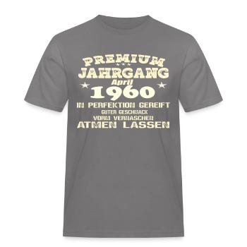 1960 - In Perfektion gereift - Männer Workwear T-Shirt - Grau - Vorne - AI Model Male 185 dark (185cm)