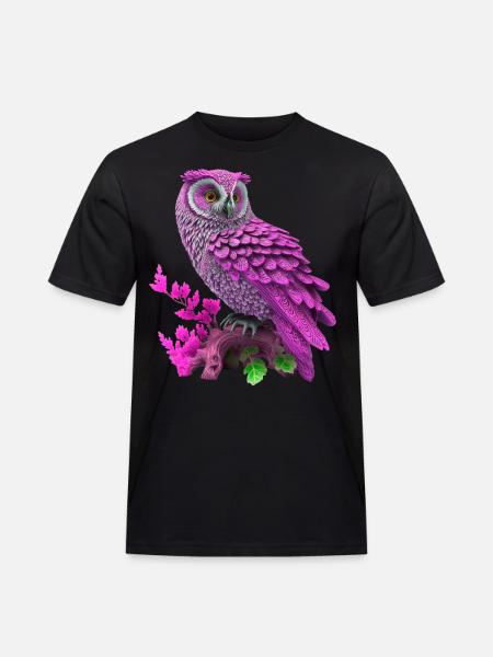 Eule, Uhu, Käutzchen Pink - Männer Workwear T-Shirt - Schwarz