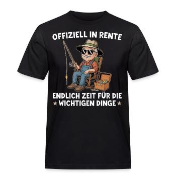 Angler in Rente - Zeit für die wichtigen Dinge - Männer Workwear T-Shirt - Schwarz - Vorne - AI Model Male 178 light (178cm)