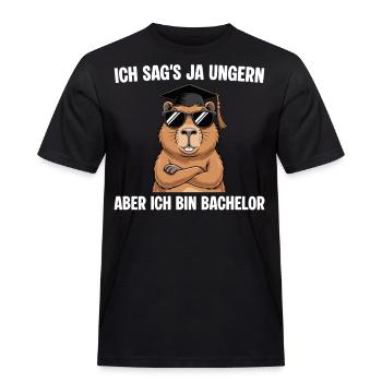Bachelor Abschluss - Cooles Cabybara Studium - Männer Workwear T-Shirt - Schwarz - Vorne - AI Model Male 178 light (178cm)