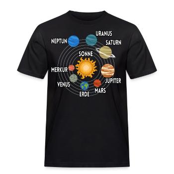 Sonnensystem Planeten Sonne Beschreibung - Männer Workwear T-Shirt - Schwarz - Vorne - AI Model Male 178 light (178cm)