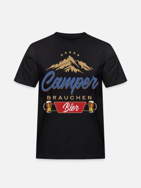 Camper brauchen Bier Campen - Männer Workwear T-Shirt - Schwarz