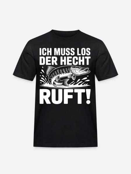 Hecht Angeln Humor - Männer Workwear T-Shirt - Schwarz