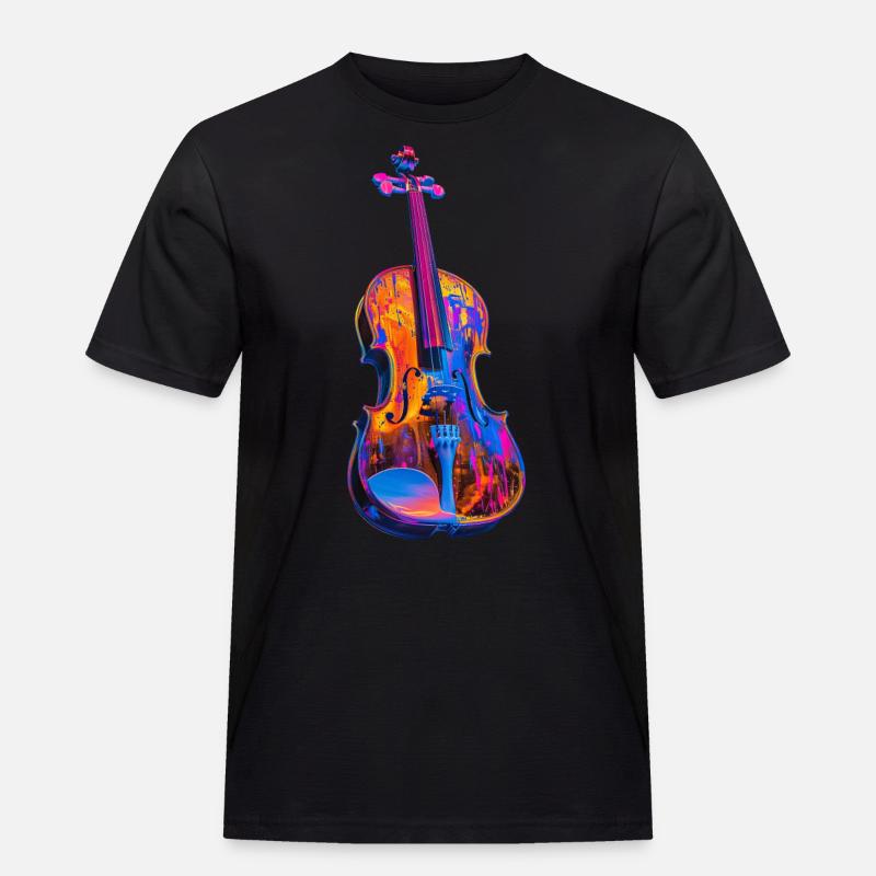 Violine - Männer Workwear T-Shirt - Schwarz