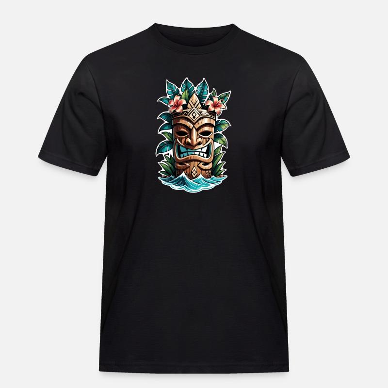Tiki Beach - Polynesia Statue - Men's Workwear T-Shirt - black