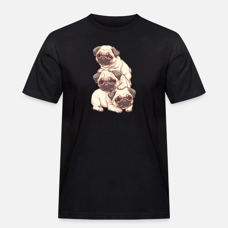 Pug Stack - Men's Workwear T-Shirt - black