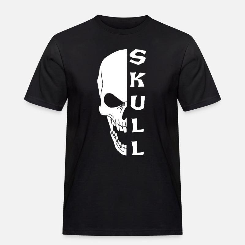 Der weiße Schädel - Männer Workwear T-Shirt - Schwarz