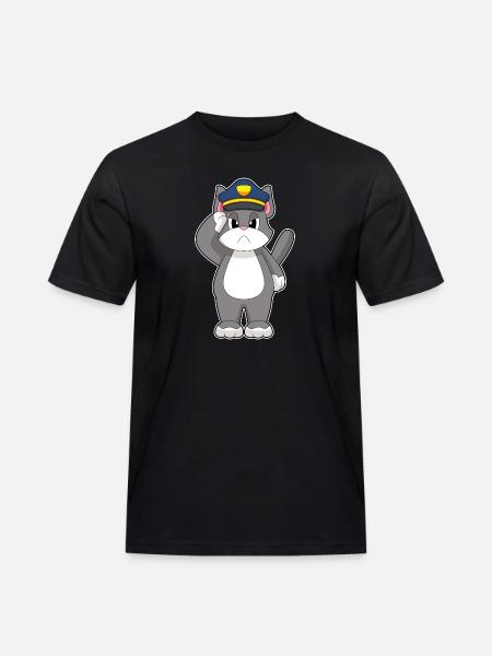 Cat, Policeman, Police - Men's Workwear T-Shirt - black