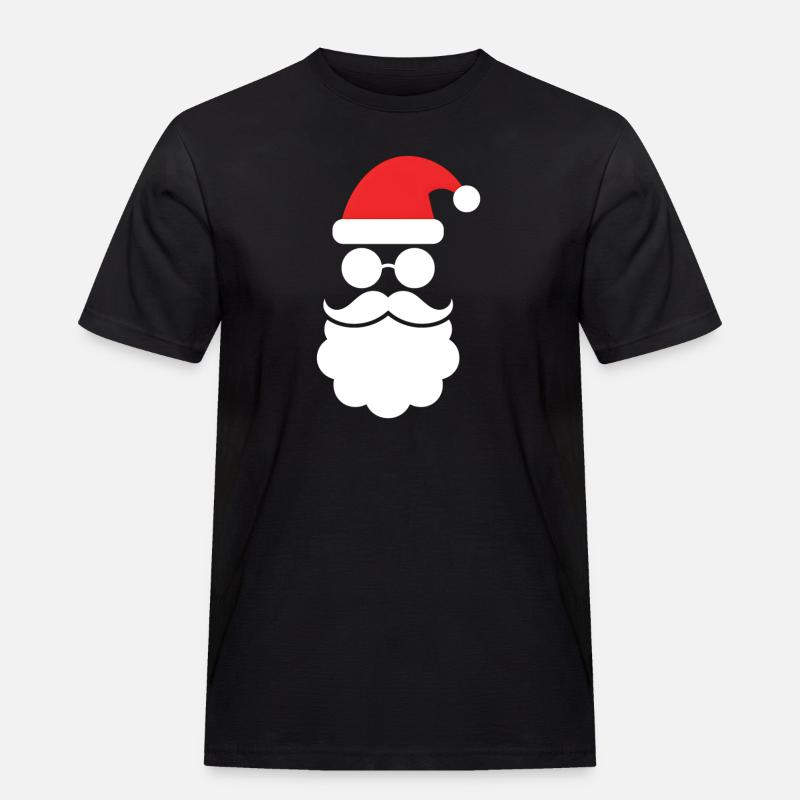 Weihnachtsmann mit Bart Minimal Kopf Design - Männer Workwear T-Shirt - Schwarz