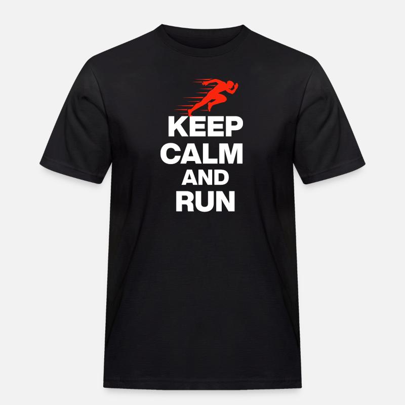 KEEP CALM AND RUN! - Männer Workwear T-Shirt - Schwarz