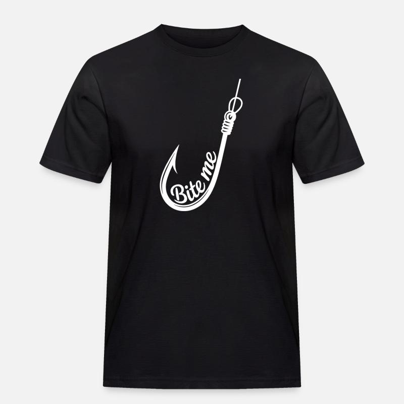 Bite Me Hook Grafik - Männer Workwear T-Shirt - Schwarz
