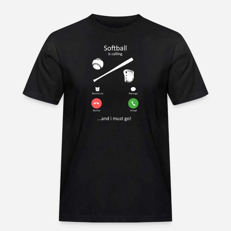 Softball ruft seltsames Handy-Screen-Design - Männer Workwear T-Shirt - Schwarz