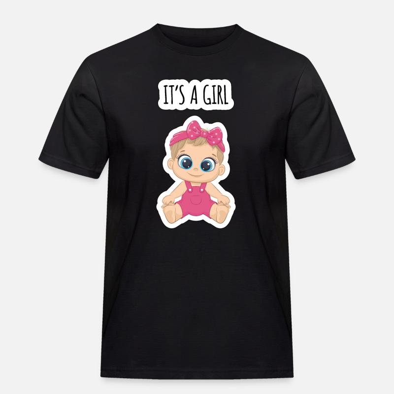 Es ist ein Mädchen - Männer Workwear T-Shirt - Schwarz