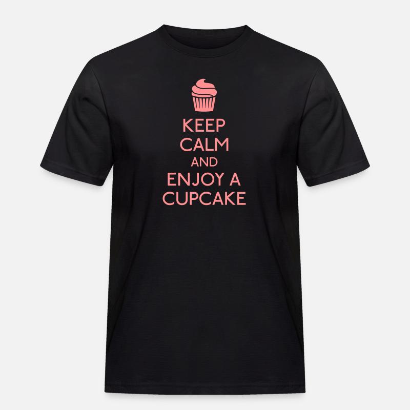 Keep Calm Cupcake - Männer Workwear T-Shirt - Schwarz