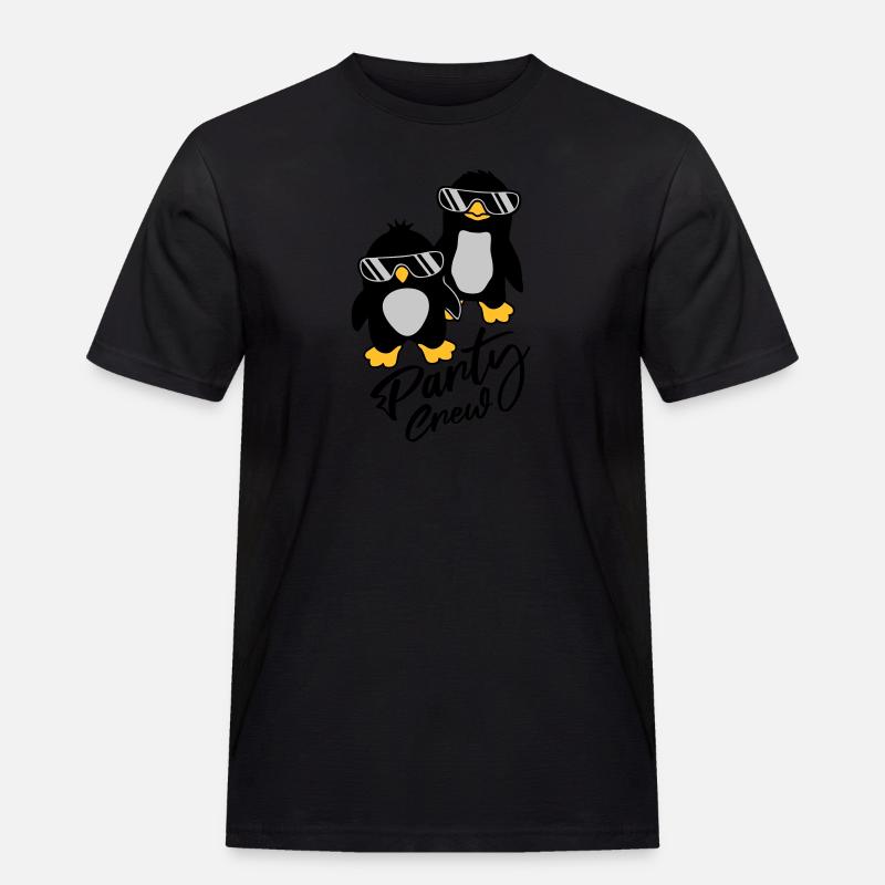 Party Crew Pinguin Freunde - Männer Workwear T-Shirt - Schwarz