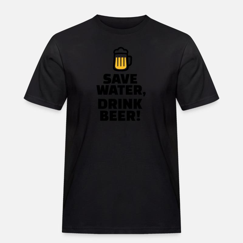 Bier - Männer Workwear T-Shirt - Schwarz