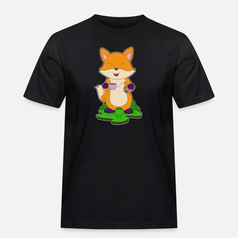 Fuchs Kaffee Cookie - Männer Workwear T-Shirt - Schwarz