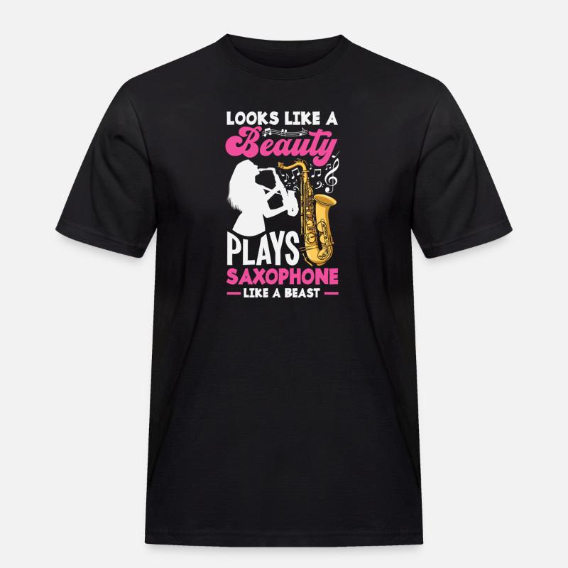Saxofon - Männer Workwear T-Shirt - Schwarz