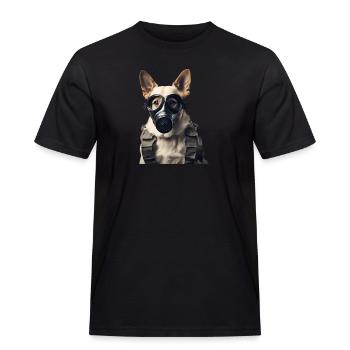 Dog with gas mask - Men's Workwear T-Shirt - black - Front - AI Model Male 178 light (178cm)