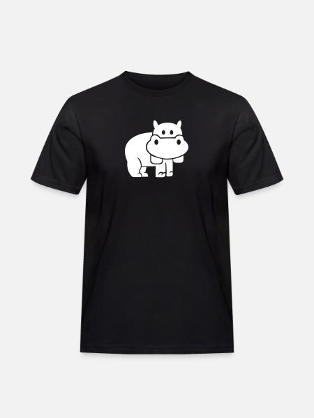 Nilpferd - Männer Workwear T-Shirt - Schwarz