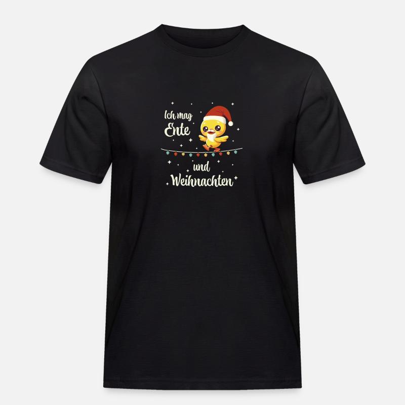 Weihnachts Ente auf einer Lichterkette - Männer Workwear T-Shirt - Schwarz