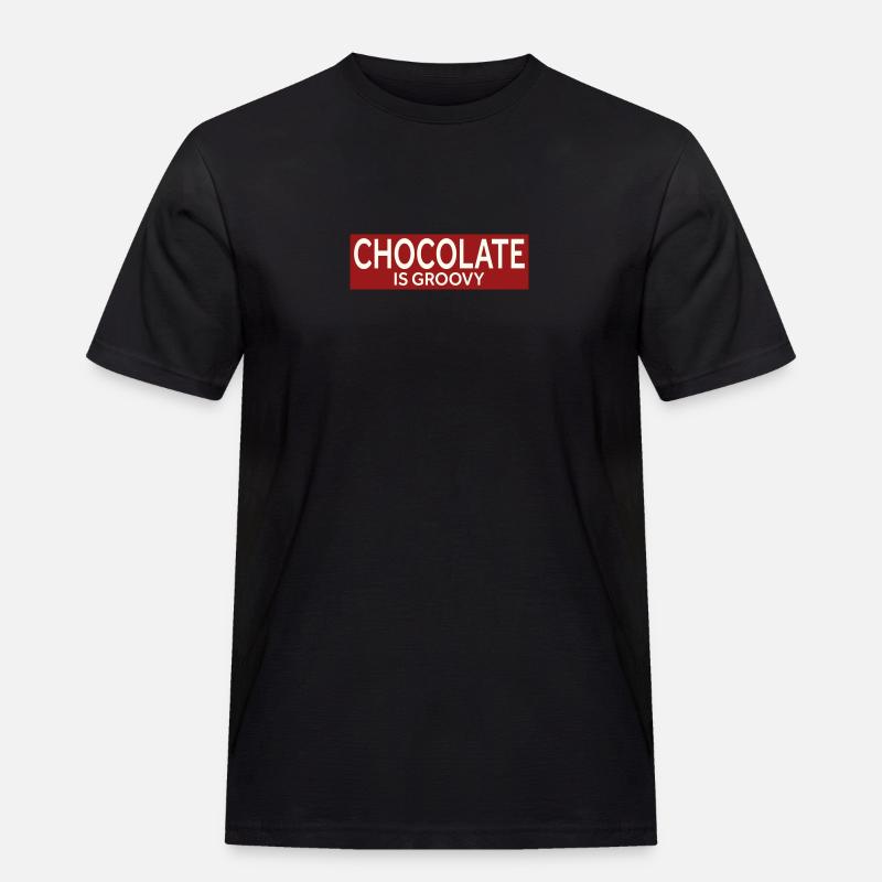 CHOCOLATE IS GROOVY - Männer Workwear T-Shirt - Schwarz