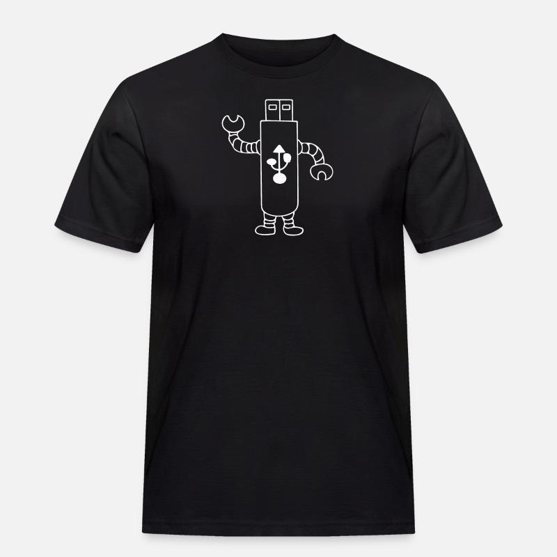 USB Roboter digital - Männer Workwear T-Shirt - Schwarz