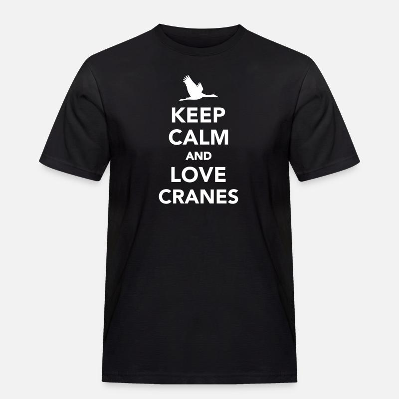 Kranich - Männer Workwear T-Shirt - Schwarz