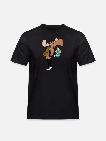 Moose Comic Hiking Map - Men's Workwear T-Shirt - black