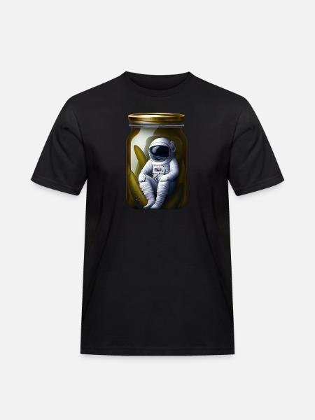 Astronaut im Gurkenglas - Männer Workwear T-Shirt - Schwarz
