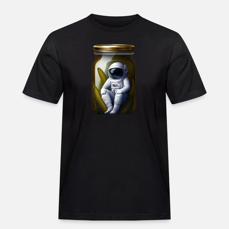 Astronaut im Gurkenglas - Männer Workwear T-Shirt - Schwarz