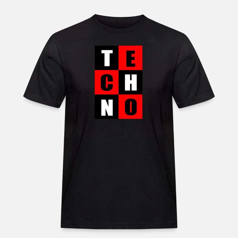 Techno Rot und Schwarz - Männer Workwear T-Shirt - Schwarz
