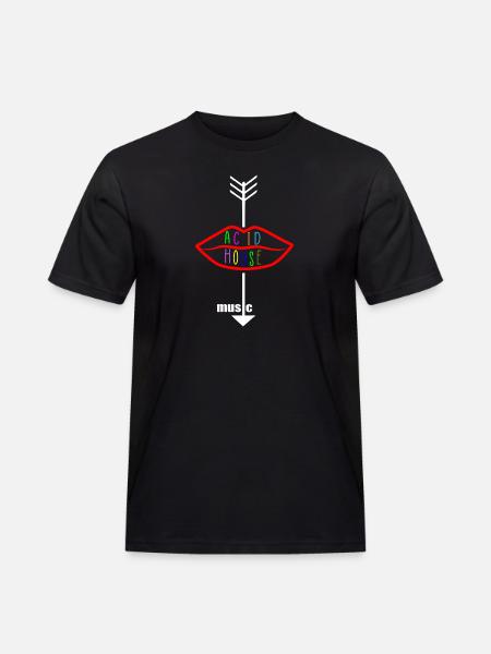 Acid-House-Musik-Logo-Lippe - Männer Workwear T-Shirt - Schwarz