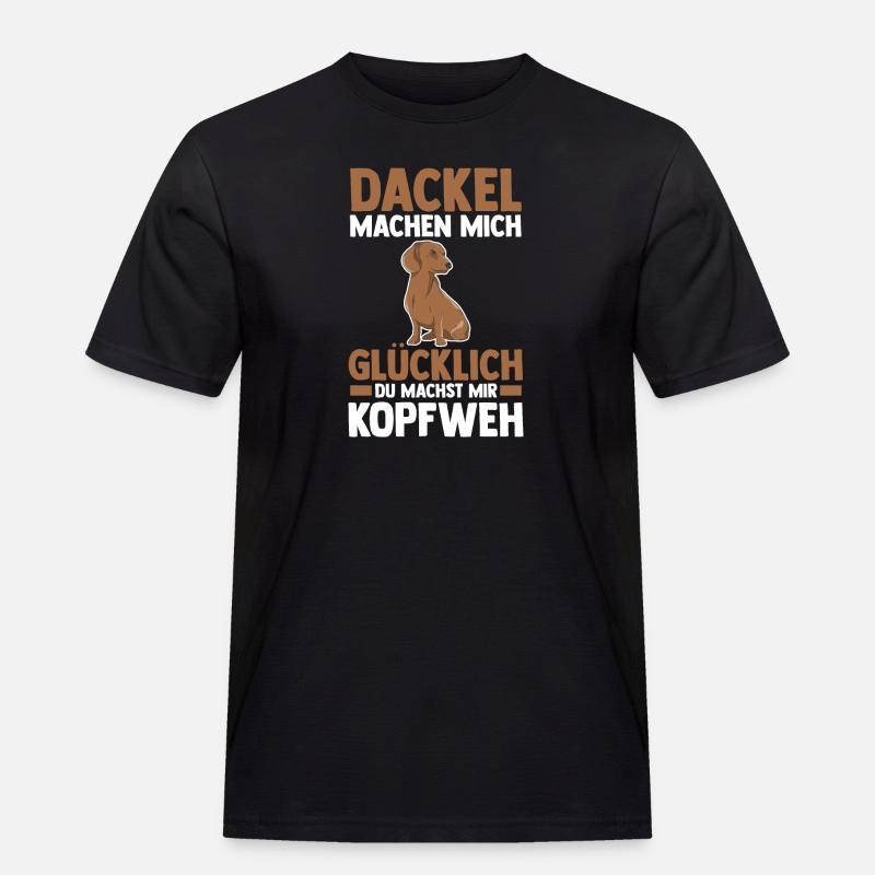 Hund Dackel - Männer Workwear T-Shirt - Schwarz