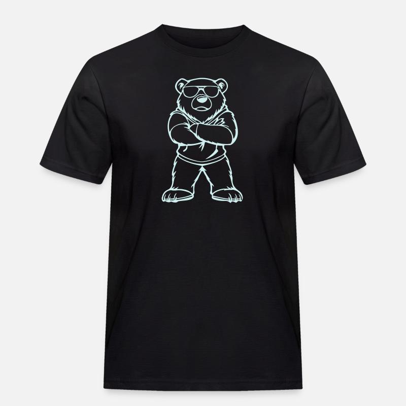 eisbär comic cool - Männer Workwear T-Shirt - Schwarz
