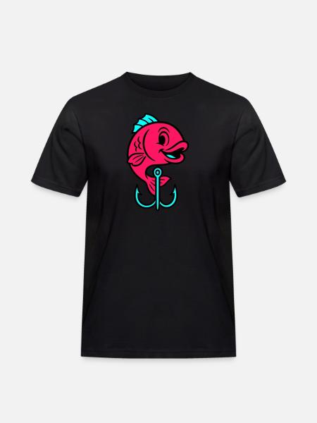 Fish Fish Hook Comic - Men's Workwear T-Shirt - black