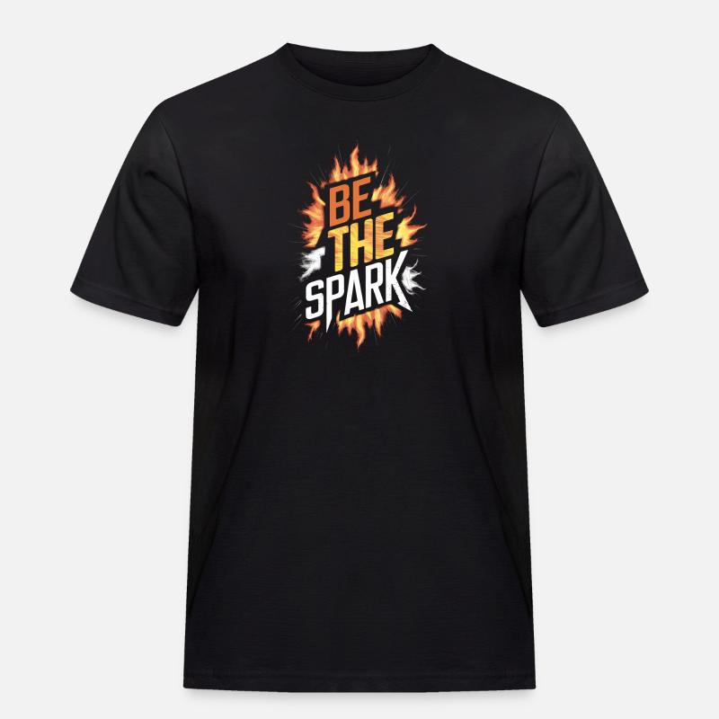 Sei der Funke - Männer Workwear T-Shirt - Schwarz