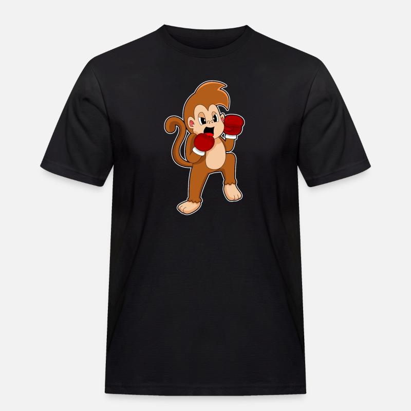 Affe Boxer Boxhandschuhe Boxen - Männer Workwear T-Shirt - Schwarz