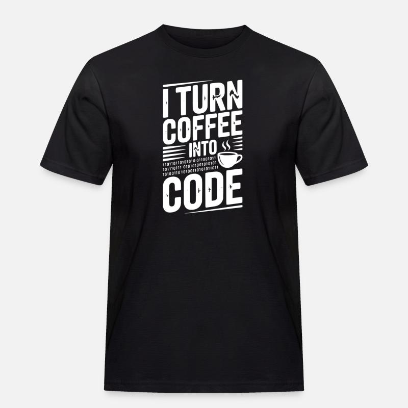Ich verwandle Kaffee in Code - Männer Workwear T-Shirt - Schwarz