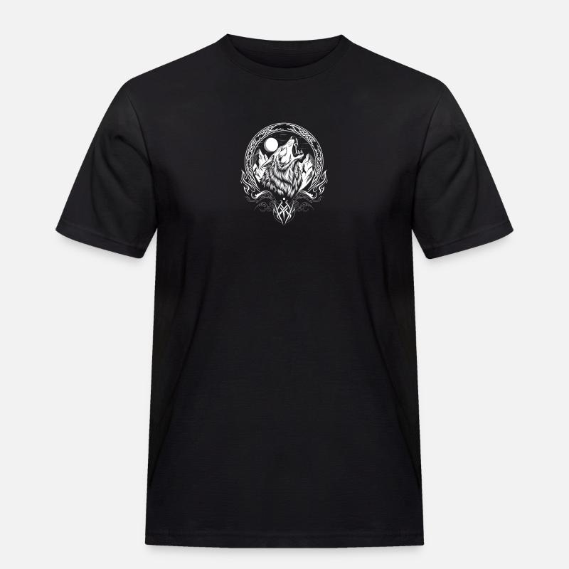 Wikinger-Wolf - Männer Workwear T-Shirt - Schwarz